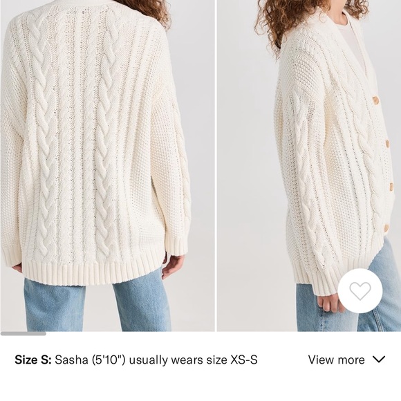 Jenni Kayne Cable Cocoon Cardigan XS Ivory Alpaca Wool NWT - Picture 2 of 4